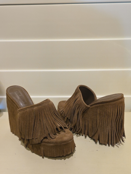 Steve Madden Shoes - New Brown Suede Fringe Platform Mules